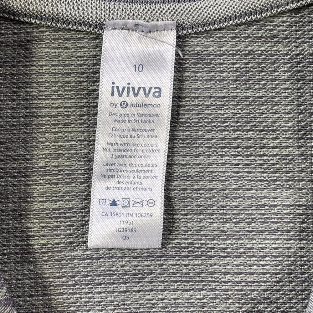 Ivivva Lululemon Pullover Top Girls Size 10 Gray Quarter Zip Athletic Activewear